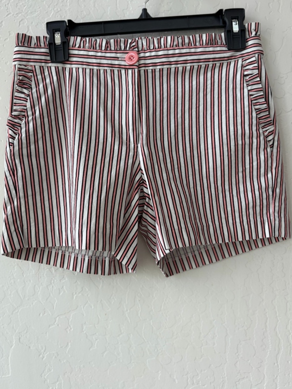 Jade Melody Tam Ruffle Shorts Pink Stripe Pockets Preppy Pretty Womens Size 2
